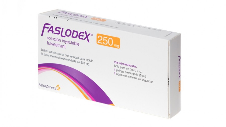FASLODEX 250 mg/5 ml SOLUCION INYECTABLE, 1 jeringa precargada de 5 ml fotografía del envase.
