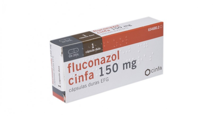 FLUCONAZOL CINFA 150 mg CAPSULAS DURAS EFG , 4 cápsulas fotografía del envase.