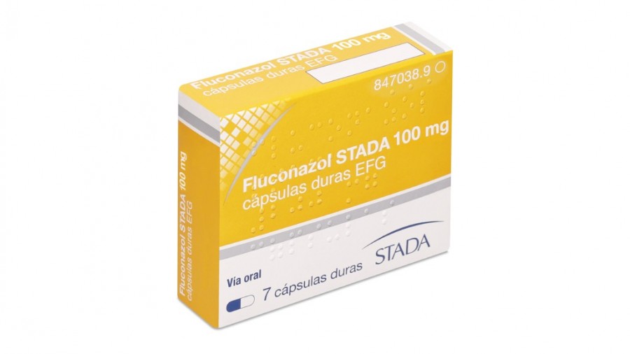 FLUCONAZOL STADA 100 mg CAPSULAS DURAS EFG , 7 cápsulas fotografía del envase.