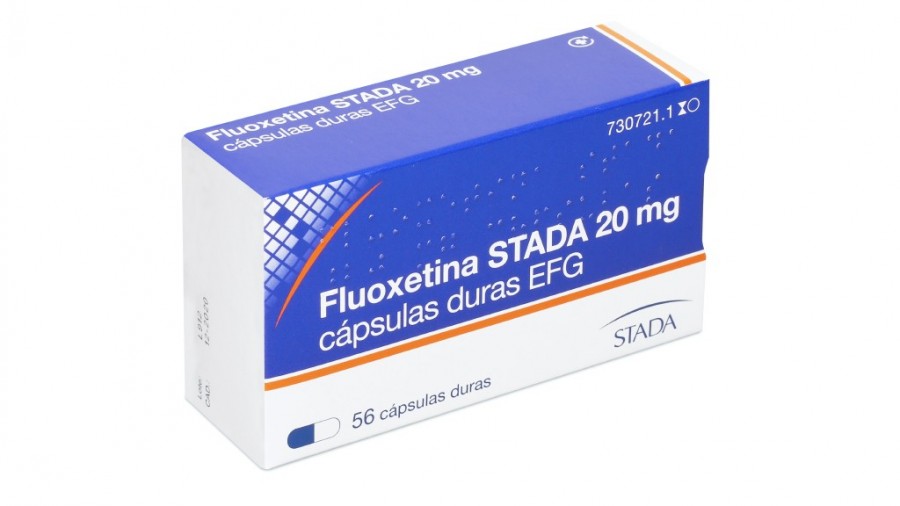 FLUOXETINA STADA  20 mg CAPSULAS DURAS EFG, 56 cápsulas fotografía del envase.