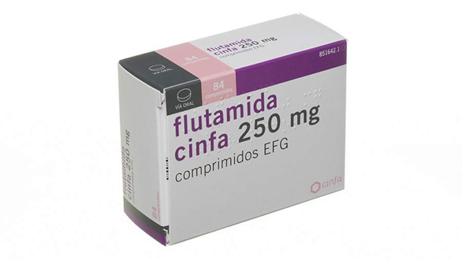FLUTAMIDA CINFA 250 mg COMPRIMIDOS EFG , 50 comprimidos fotografía del envase.