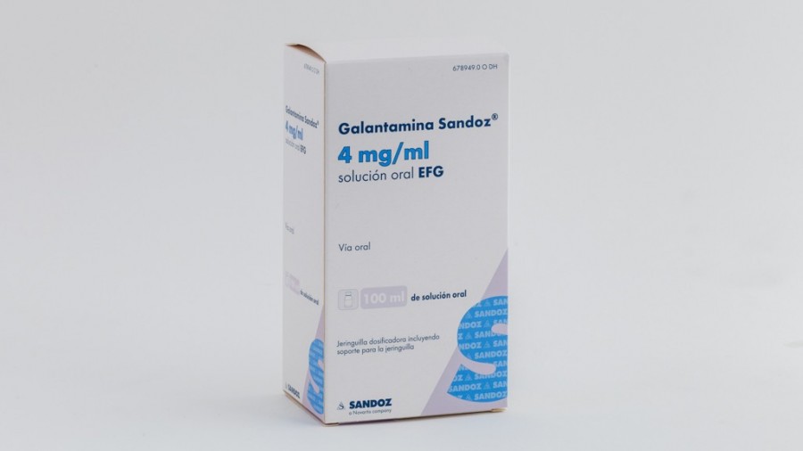 GALANTAMINA SANDOZ 4 mg/ml SOLUCION ORAL EFG , 1 frasco de 100 ml fotografía del envase.