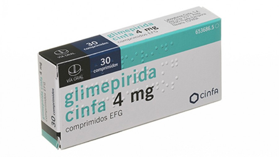 GLIMEPIRIDA CINFA 4 mg COMPRIMIDOS EFG, 120 comprimidos fotografía del envase.