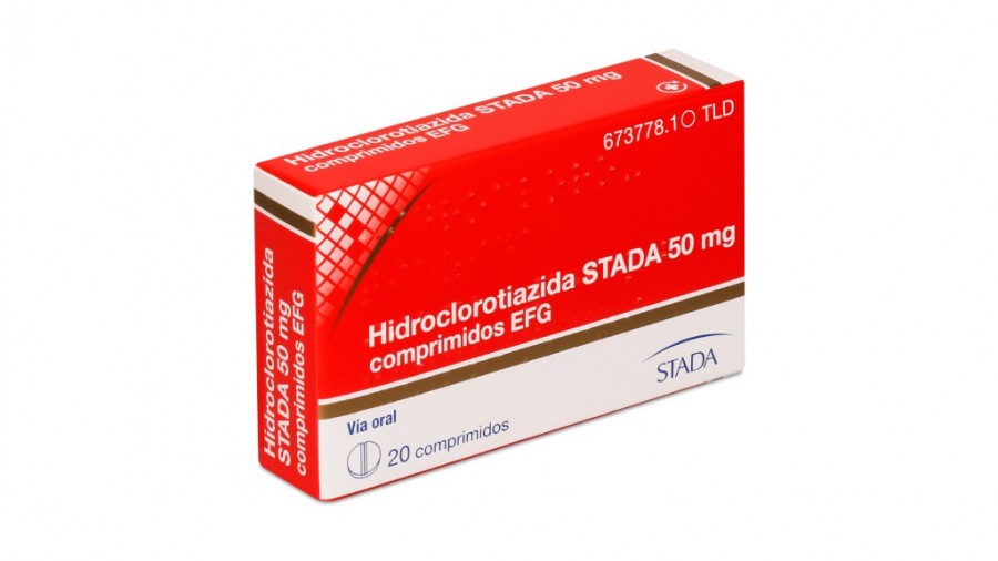 HIDROCLOROTIAZIDA STADA 50 mg COMPRIMIDOS EFG, 20 comprimidos fotografía del envase.