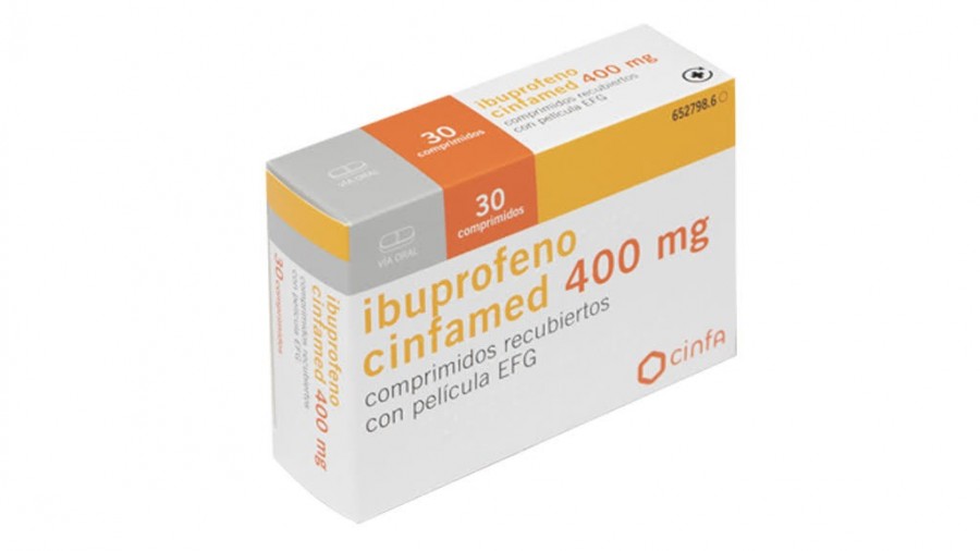IBUPROFENO CINFAMED 400 mg COMPRIMIDOS RECUBIERTOS CON PELICULA EFG , 30 comprimidos fotografía del envase.