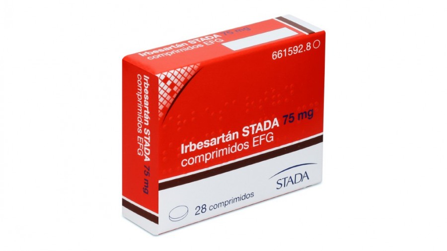 IRBESARTAN STADA 75  mg COMPRIMIDOS EFG , 28 comprimidos fotografía del envase.