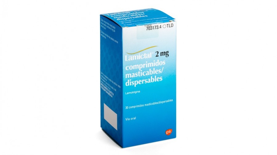 LAMICTAL 2 mg COMPRIMIDOS MASTICABLES/DISPERSABLES , 30 comprimidos fotografía del envase.