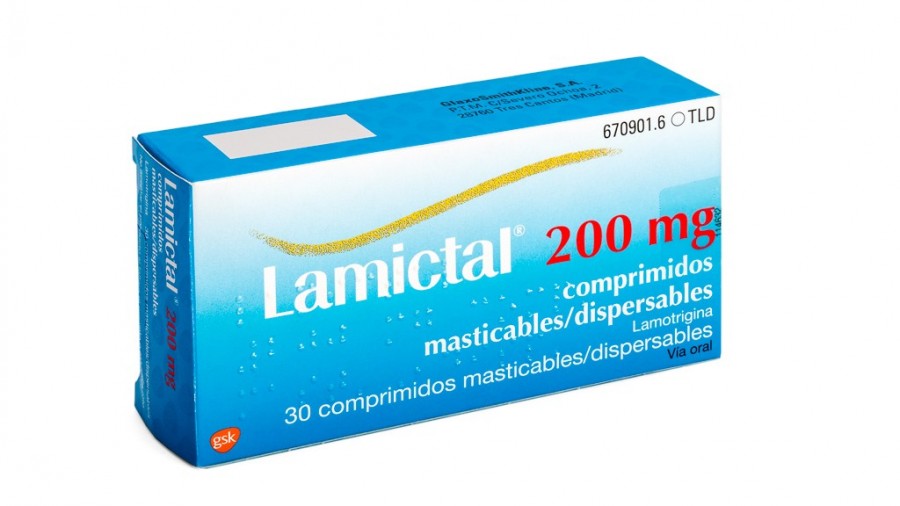 LAMICTAL 200 mg COMPRIMIDOS MASTICABLES/DISPERSABLES , 30 comprimidos fotografía del envase.