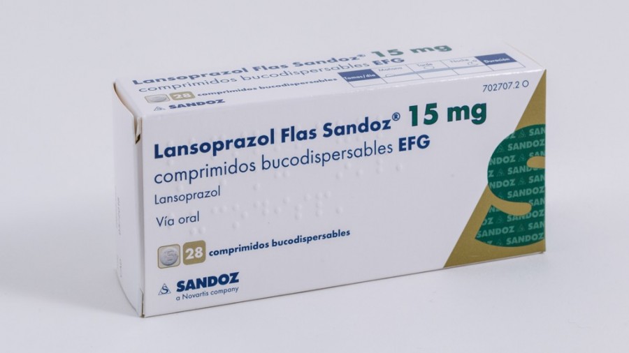 LANSOPRAZOL FLAS SANDOZ 15 MG COMPRIMIDOS BUCODISPERSABLES EFG , 28 comprimidos fotografía del envase.