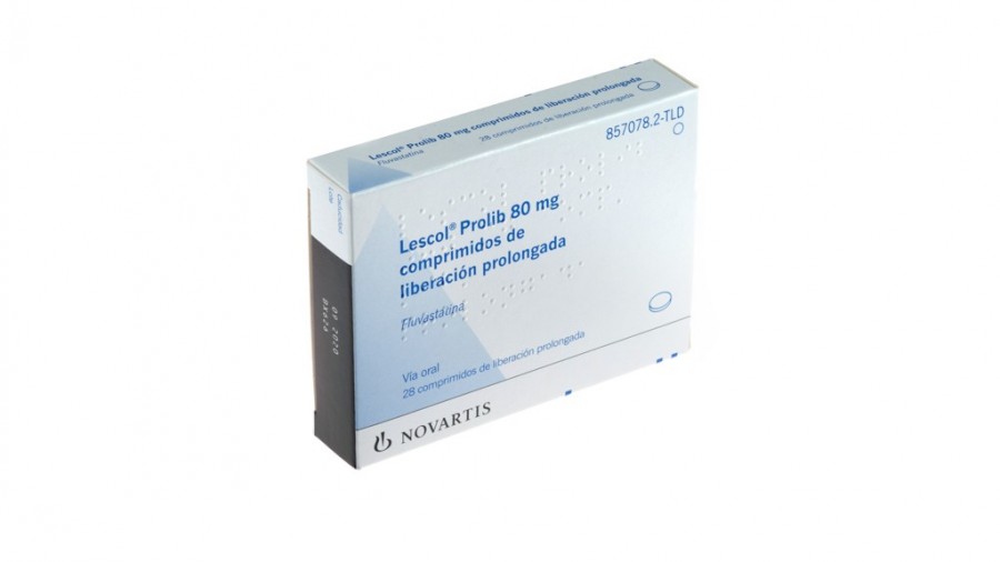 LESCOL PROLIB 80 mg COMPRIMIDOS DE LIBERACION PROLONGADA , 490 comprimidos fotografía del envase.