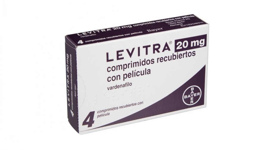 LEVITRA 20 mg COMPRIMIDOS RECUBIERTOS CON PELICULA, 4 comprimidos fotografía del envase.
