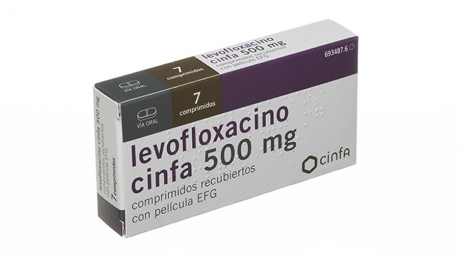 LEVOFLOXACINO CINFA 500 mg COMPRIMIDOS RECUBIERTOS CON PELICULA EFG , 14 comprimidos fotografía del envase.