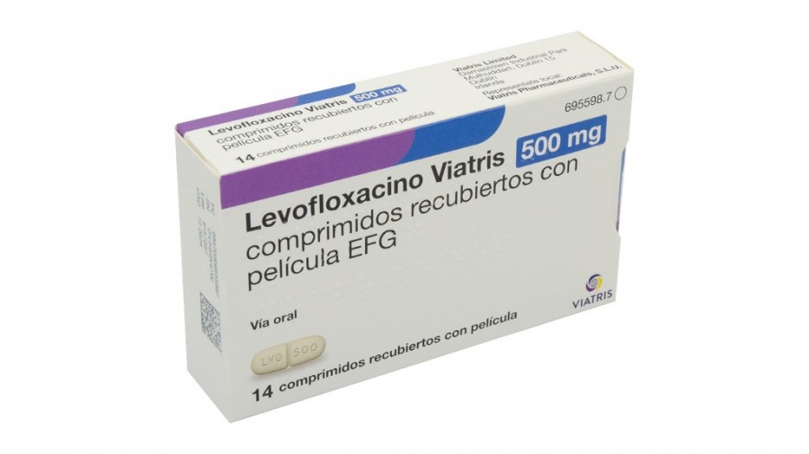 LEVOFLOXACINO VIATRIS 500 MG COMPRIMIDOS RECUBIERTOS CON PELICULA EFG, 1 comprimido fotografía del envase.
