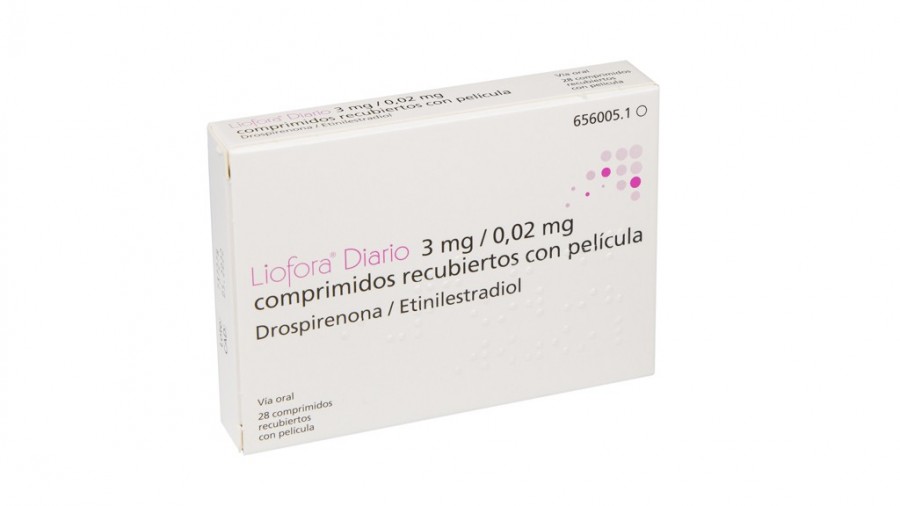 LIOFORA DIARIO 3 mg / 0,02 mg COMPRIMIDOS RECUBIERTOS CON PELICULA , 84 (3 x 28) comprimidos fotografía del envase.
