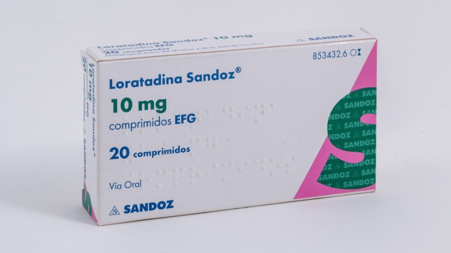 LORATADINA SANDOZ 10 mg COMPRIMIDOS EFG , 20 comprimidos fotografía del envase.