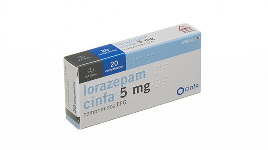 LORAZEPAM CINFA 5 mg COMPRIMIDOS EFG, 20 comprimidos fotografía del envase.