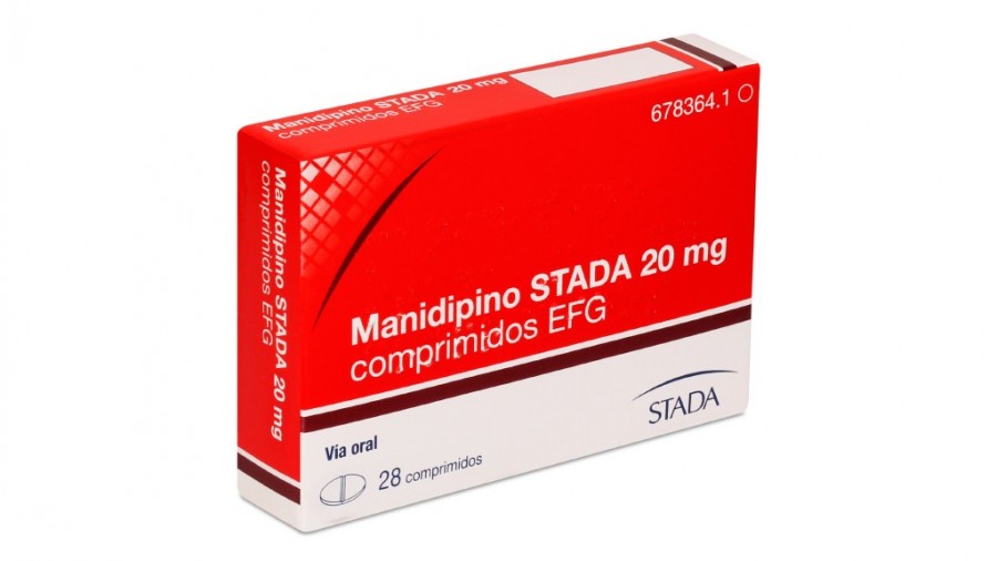 MANIDIPINO STADA 20 mg COMPRIMIDOS EFG, 28 comprimidos fotografía del envase.