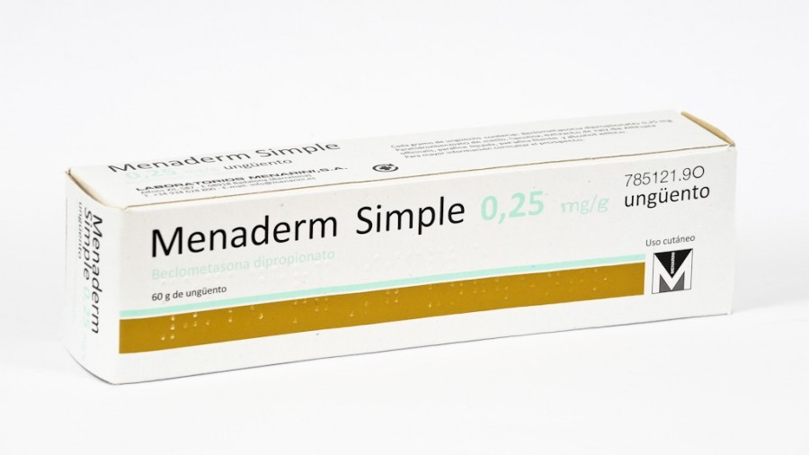 MENADERM SIMPLE 0,25 mg/g UNGÜENTO, 1 tubo de 60 g fotografía del envase.