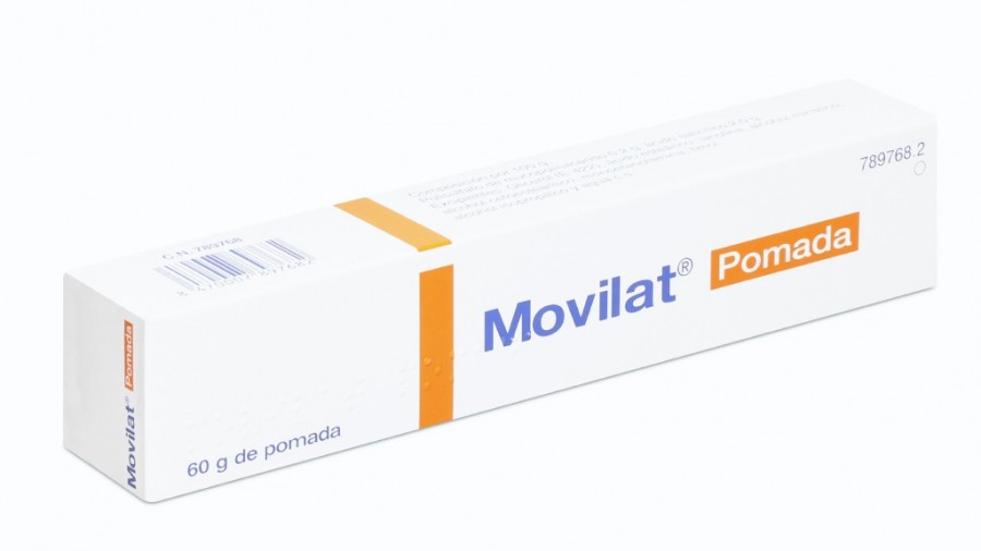 MOVILAT 2 mg/g + 20 mg/g pomada , 1 tubo de 60 g fotografía del envase.