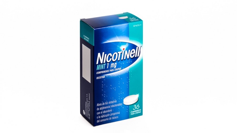 NICOTINELL MINT 1 mg COMPRIMIDOS PARA CHUPAR, 36 comprimidos fotografía del envase.