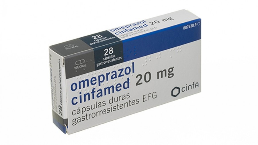 OMEPRAZOL CINFAMED 20 mg CAPSULAS DURAS GASTRORESISTENTES EFG , 28 cápsulas fotografía del envase.