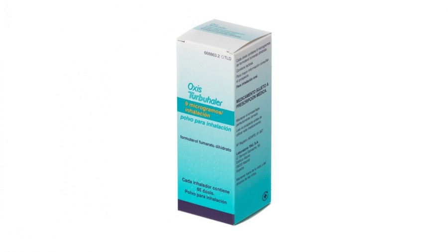 OXIS TURBUHALER 9  microgramos/INHALACION  POLVO PARA INHALACION, 1 inhalador de 60 dosis fotografía del envase.