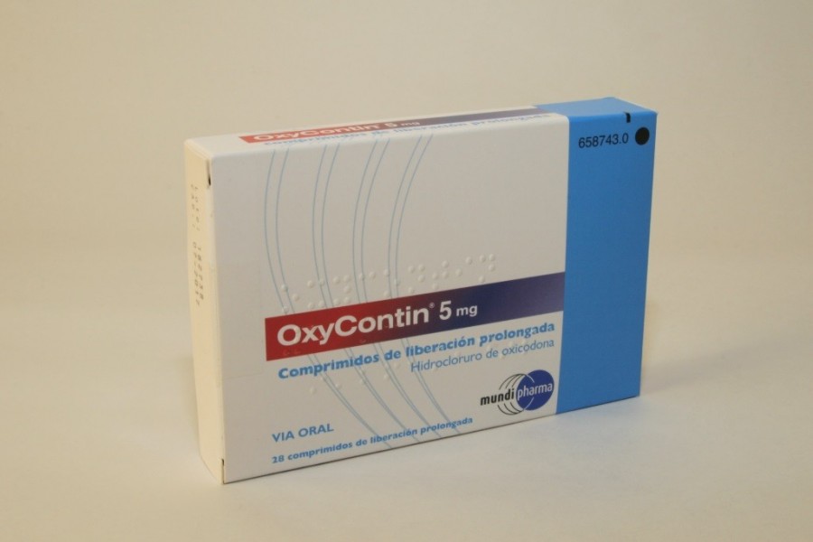 OXYCONTIN 5 mg COMPRIMIDOS DE LIBERACION PROLONGADA , 28 comprimidos fotografía del envase.