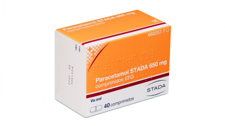 PARACETAMOL STADA 650 mg COMPRIMIDOS EFG, 40 comprimidos fotografía del envase.