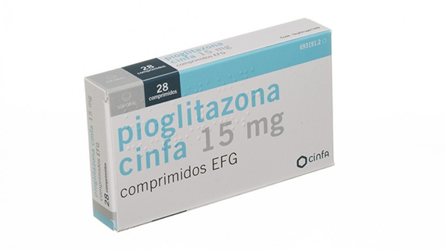 PIOGLITAZONA CINFA 15 MG COMPRIMIDOS EFG, 28 comprimidos fotografía del envase.