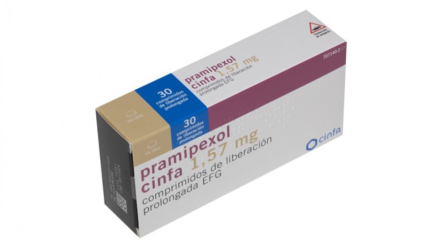 PRAMIPEXOL CINFA 1,57 MG COMPRIMIDOS DE LIBERACION PROLONGADA EFG , 30 comprimidos fotografía del envase.