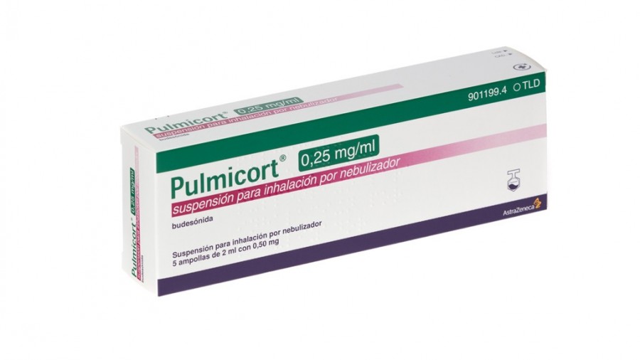 PULMICORT 0,25 mg/ml SUSPENSION PARA INHALACION POR  NEBULIZADOR, 5 ampollas de 2 ml fotografía del envase.