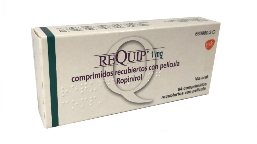 REQUIP 1 mg  COMPRIMIDOS RECUBIERTOS CON PELICULA , 21 comprimidos fotografía del envase.