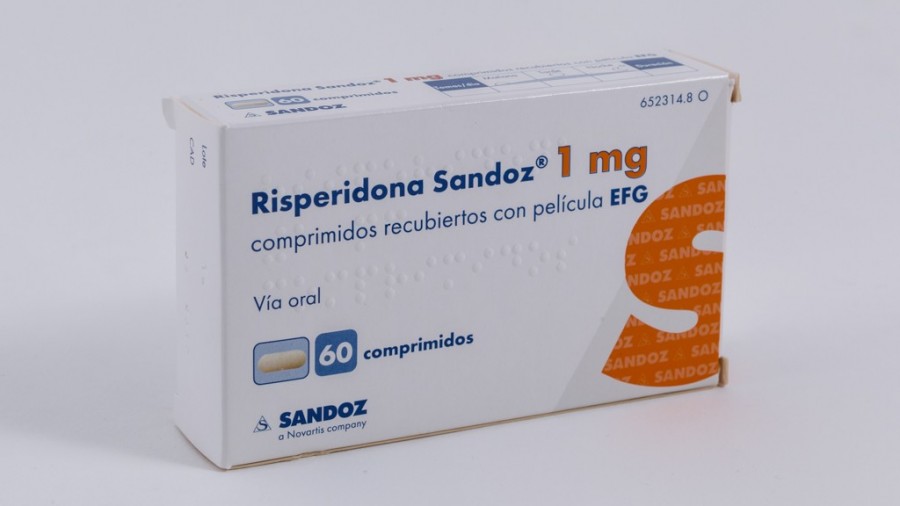 RISPERIDONA SANDOZ 1 mg COMPRIMIDOS RECUBIERTOS CON PELICULA EFG , 60 comprimidos fotografía del envase.