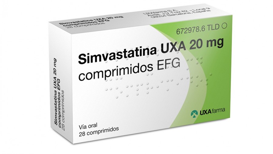 SIMVASTATINA VEGAL 20 mg COMPRIMIDOS EFG, 28 comprimidos fotografía del envase.