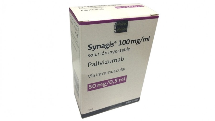 SYNAGIS 50 mg/0,5 ml SOLUCION INYECTABLE, 1 vial 0,5 ml fotografía del envase.