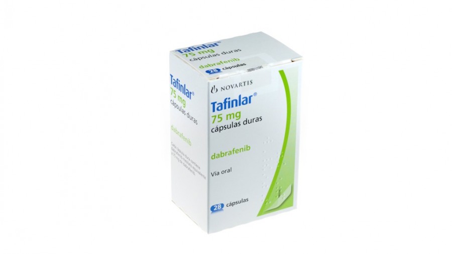TAFINLAR 75 mg capsulas duras , 28 cápsulas fotografía del envase.