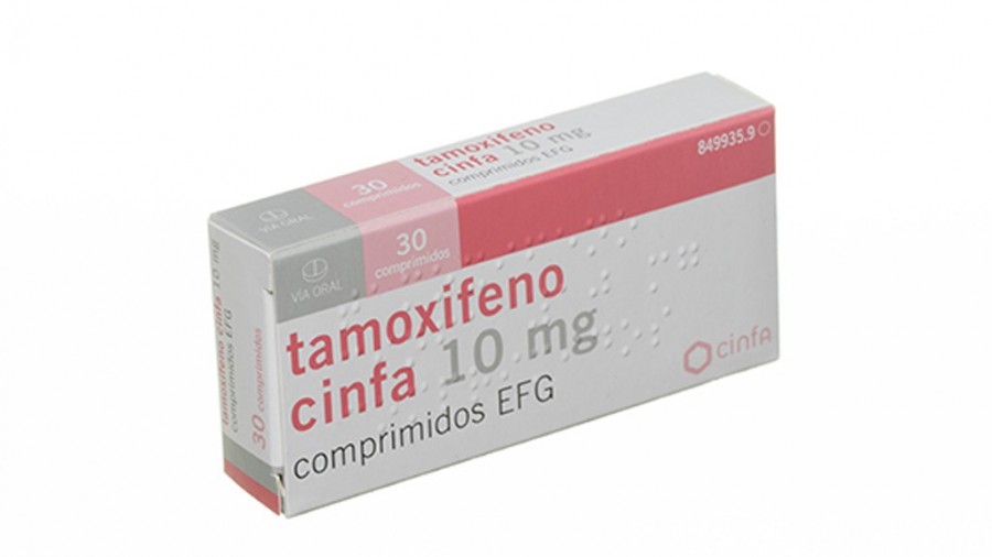 TAMOXIFENO CINFA 10 mg COMPRIMIDOS EFG , 100 comprimidos fotografía del envase.