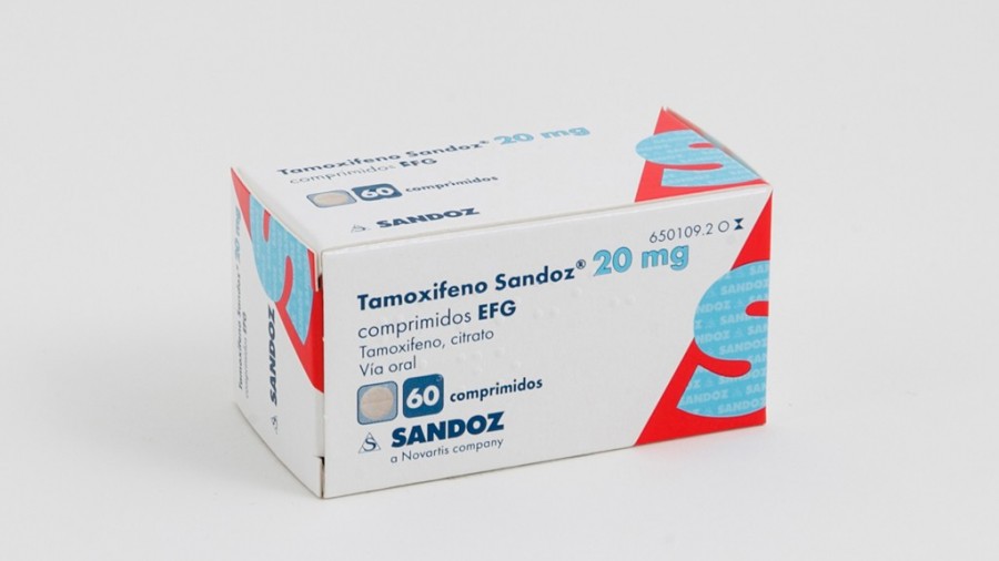 TAMOXIFENO SANDOZ 20 MG COMPRIMIDOS EFG , 60 comprimidos fotografía del envase.