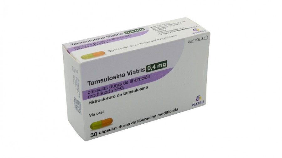 TAMSULOSINA VIATRIS 0,4 mg CAPSULAS DURAS DE LIBERACION MODIFICADA EFG, 30 cápsulas fotografía del envase.