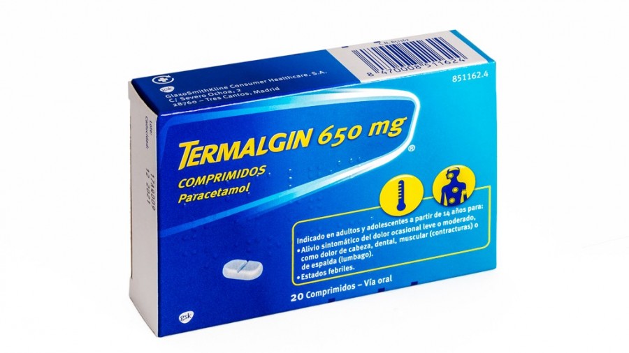 TERMALGIN 650 mg COMPRIMIDOS, 20 comprimidos fotografía del envase.