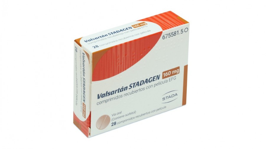 VALSARTAN STADAFARMA 160 mg COMPRIMIDOS RECUBIERTOS CON PELICULA EFG, 28 comprimidos fotografía del envase.