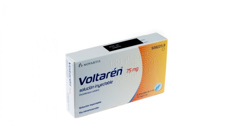 VOLTAREN 75 mg  SOLUCION INYECTABLE , 6 ampollas de 3 ml fotografía del envase.