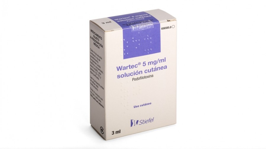 WARTEC 5 mg/ml  SOLUCION CUTANEA , 1 frasco de 3 ml fotografía del envase.