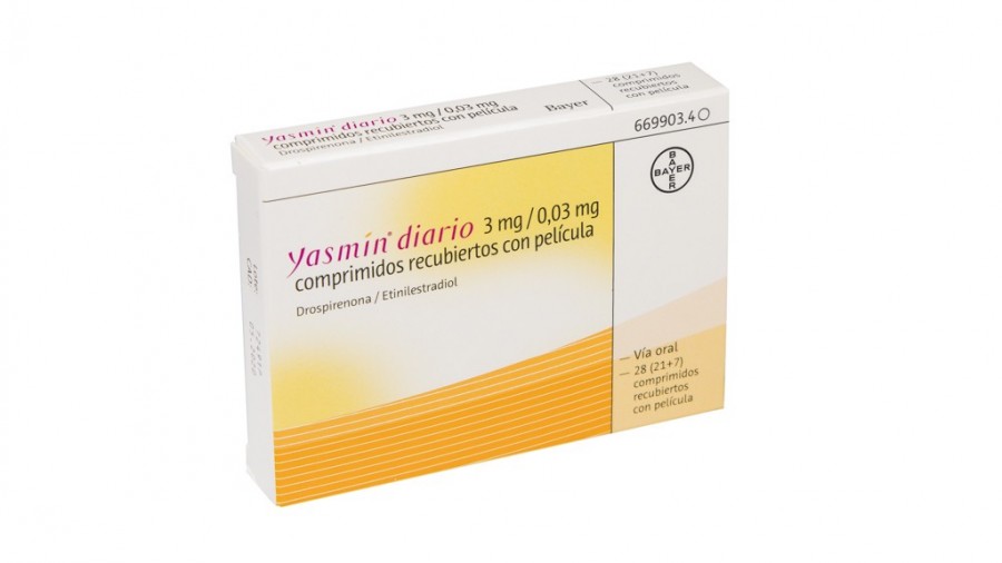 YASMIN DIARIO 3 mg / 0,03 mg COMPRIMIDOS RECUBIERTOS CON PELICULA , 84 (3 x 28) comprimidos fotografía del envase.