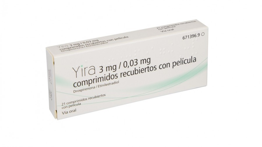 YIRA 3 mg / 0,03 mg COMPRIMIDOS RECUBIERTOS CON PELICULA , 21 comprimidos fotografía del envase.