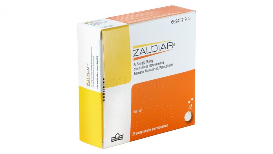 ZALDIAR 37,5 mg/325 mg COMPRIMIDOS EFERVESCENTES , 100 comprimidos fotografía del envase.