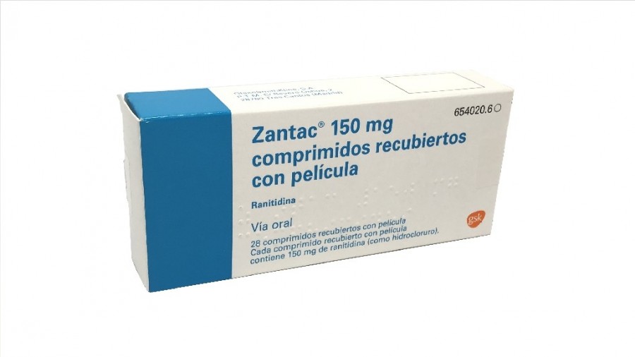 ZANTAC 150 mg, COMPRIMIDOS RECUBIERTOS CON PELICULA, 500 comprimidos fotografía del envase.