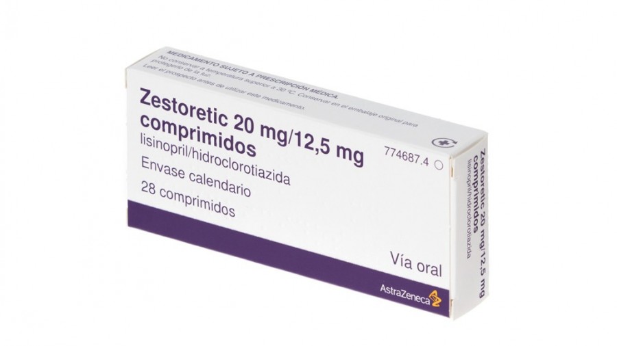 ZESTORETIC 20 mg/12,5 mg COMPRIMIDOS, 28 comprimidos fotografía del envase.