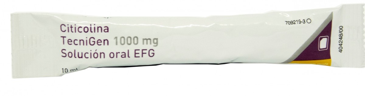 CITICOLINA TECNIGEN 1000 MG SOLUCION ORAL EFG , 10 sobres de 10 ml fotografía de la forma farmacéutica.