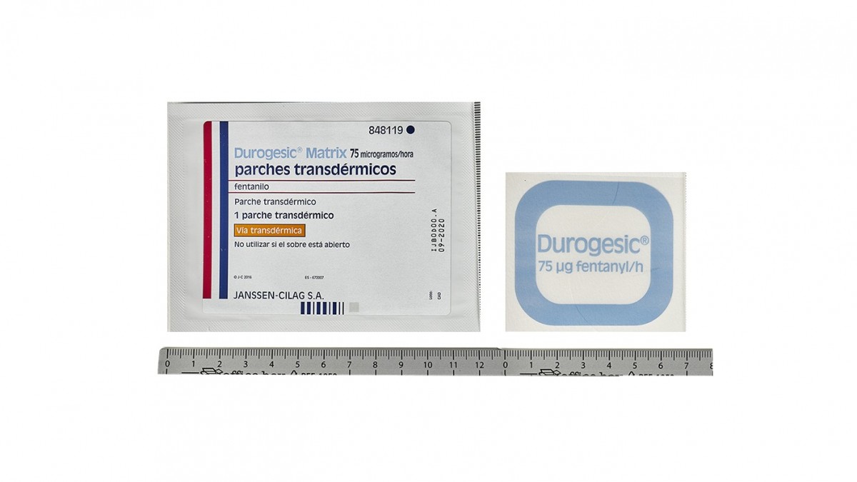 DUROGESIC MATRIX 75 microgramos/H PARCHES TRANSDERMICOS , 5 parches fotografía de la forma farmacéutica.